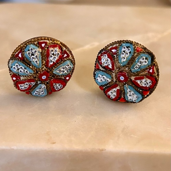 Vintage Micromosaic Clip on Earrings - Picture 10 of 14